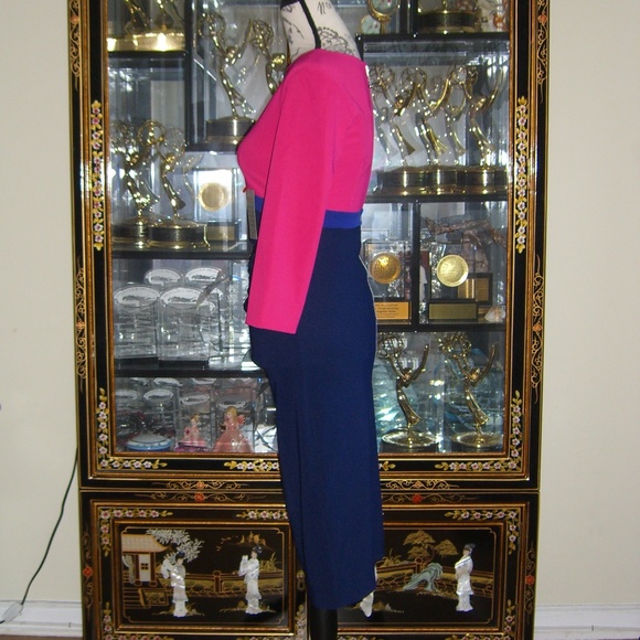 DIVA CATWALK NADIA COLOR BLOCK 3/4 SLEEVE DRESS M - Picture 5 of 6